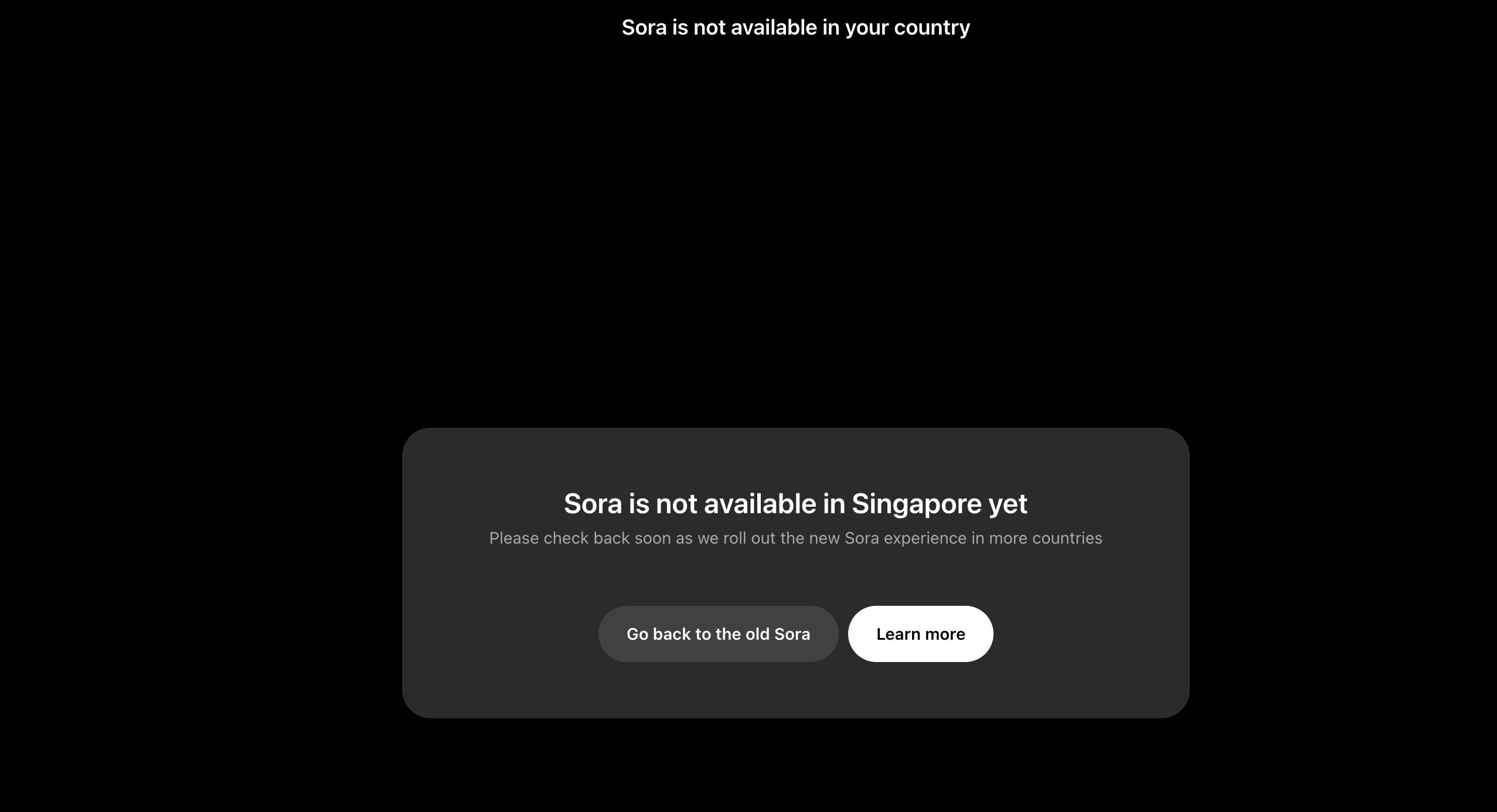 Sora is not available in your country