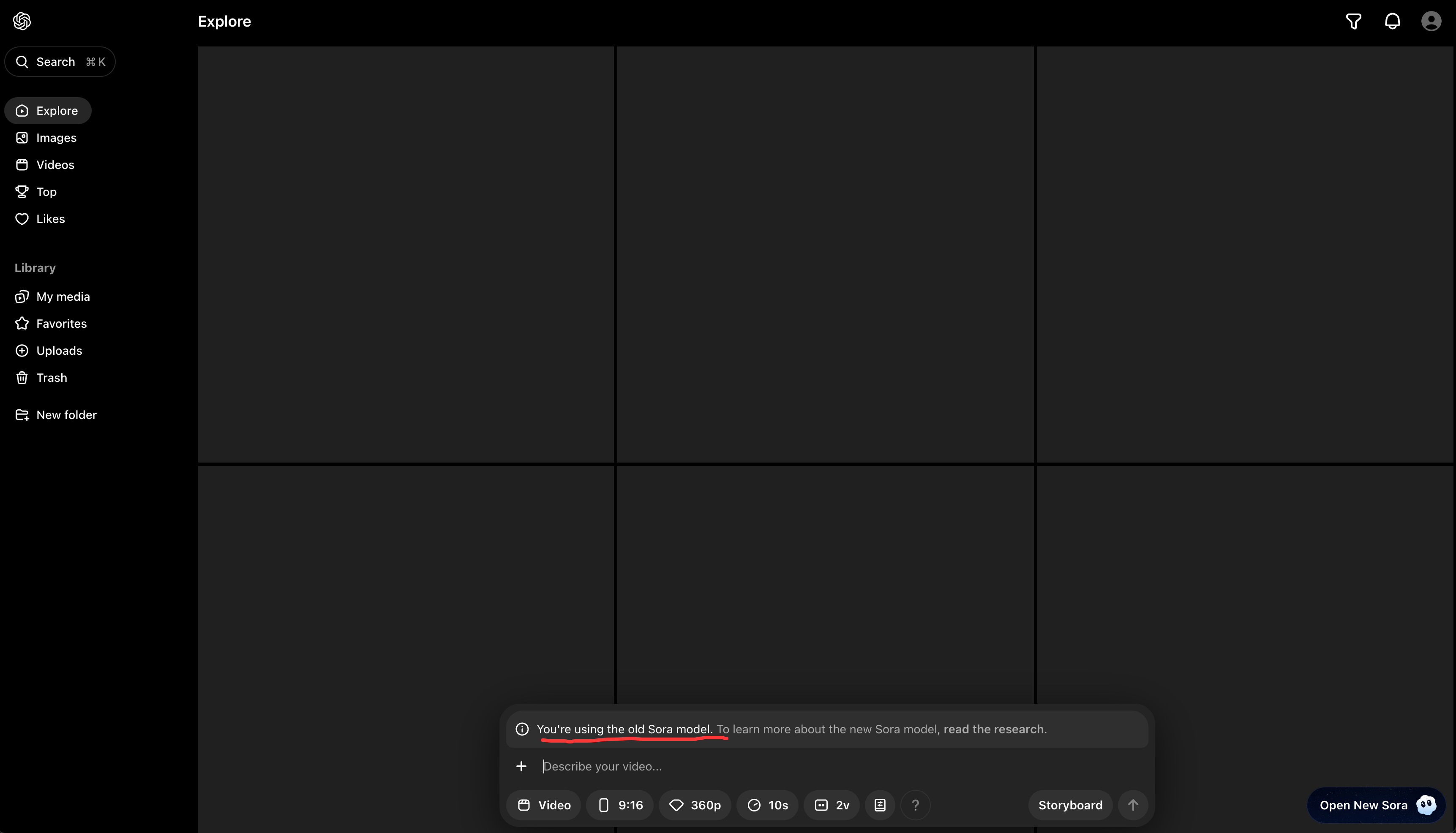You're using the old Sora model